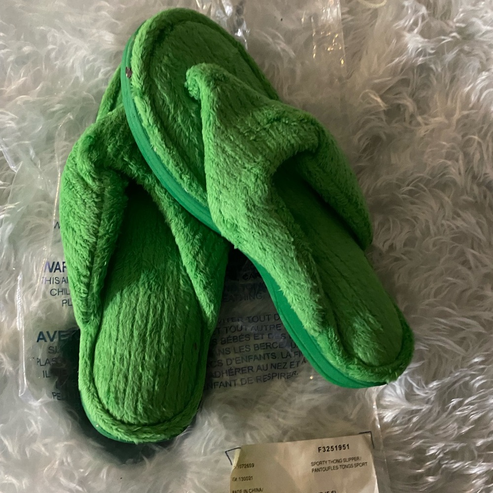 Green Fuzzy Slippers